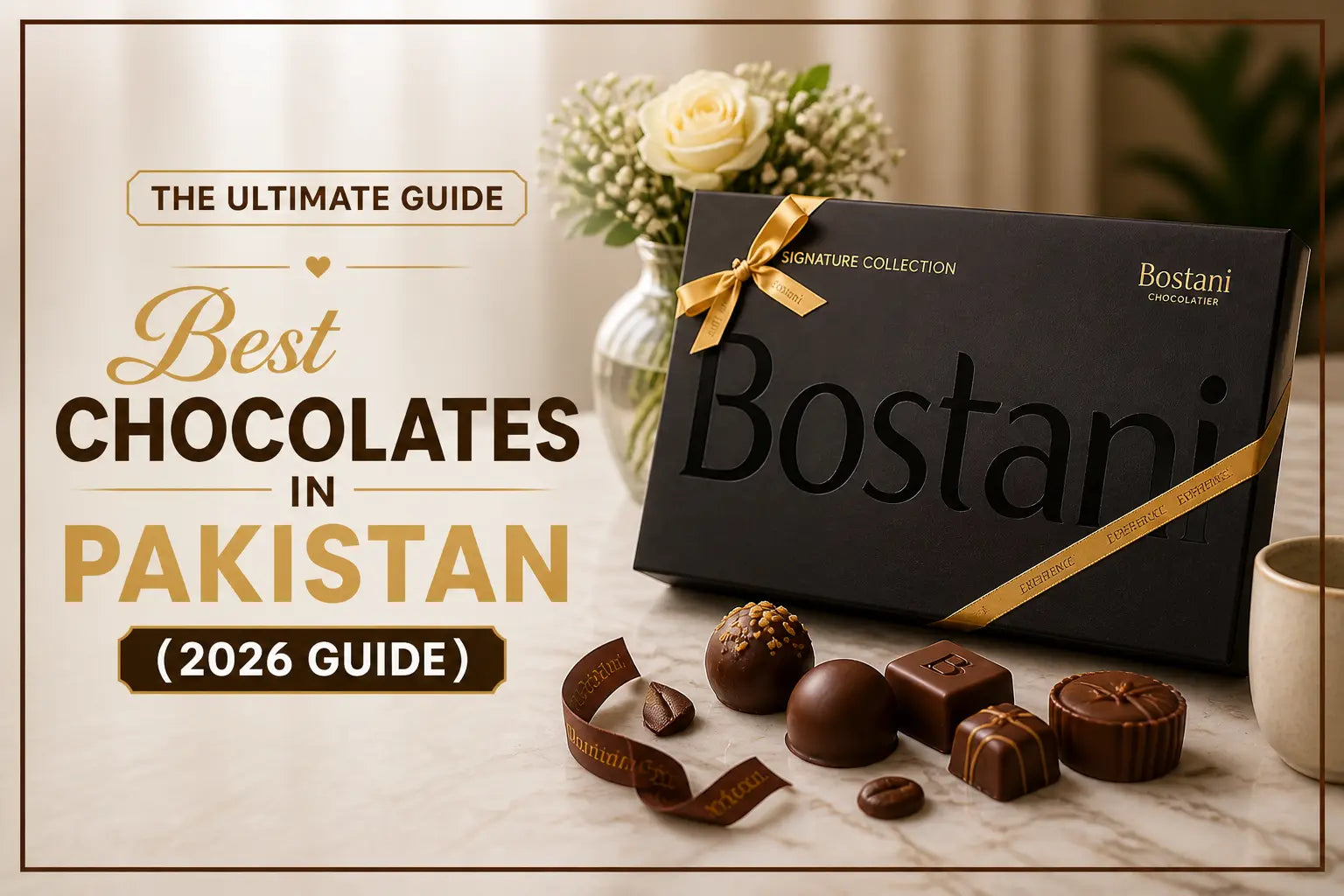 Best chocolates in Pakistan 2026 — Bostani premium chocolate gift box with handcrafted milk and dark chocolates in luxury packaging