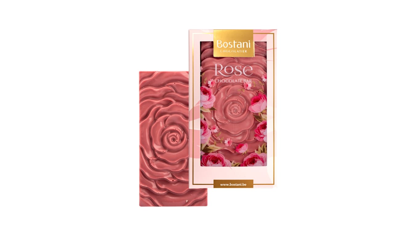 White Chocolate Raspberry Bar Large - 90g Rose Shape by Bostani Pakistan