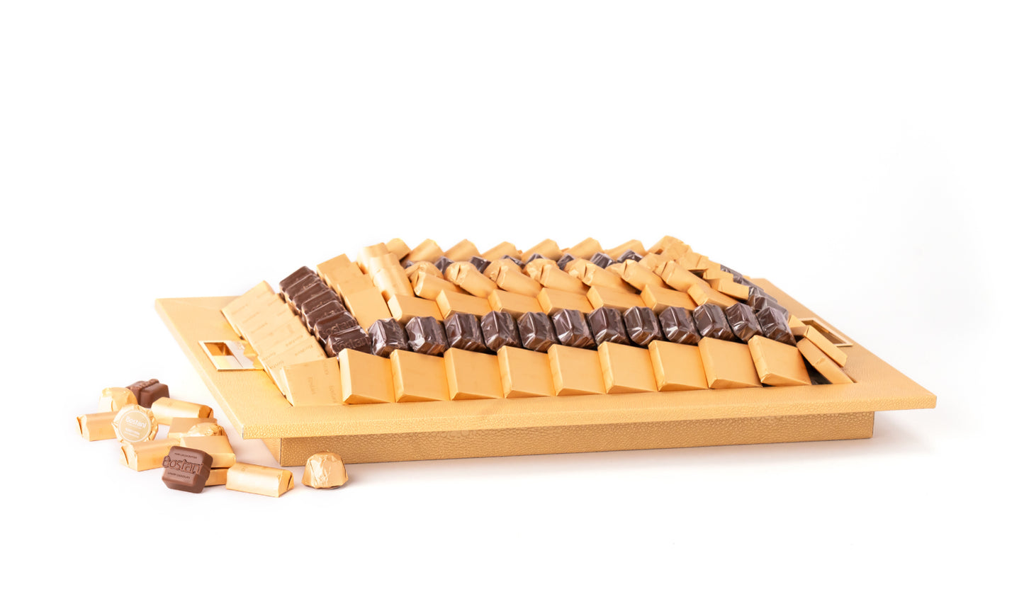 Rectangle Leathered Tray Gold (Medium)