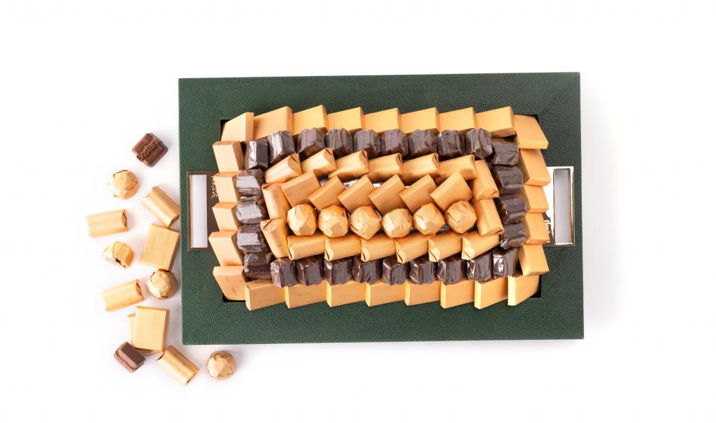 Rectangle Leathered Tray Dark Green (Small)